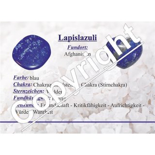 Lapislazuli Handschmeichler ca. 10 - 12 g SUPER A*Qualitt schnes blau mit Pyrit 1 Stck