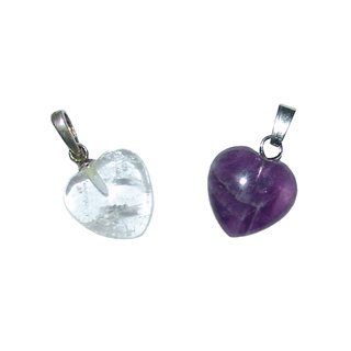 Amethyst und Bergkristall mini Herz Anhnger mit silberfarbener Oese ca. 12mm