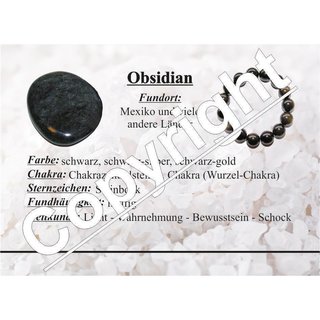 Obsidian Anhnger Trommelstein ca. 20 mm, mit silberfarbener Metallse