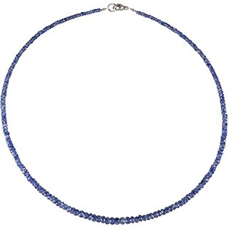 Funk-Collier Edelsteinkette Saphir facettiert, ca. 45.5 cm, 925oo Silber Schlo, Damen