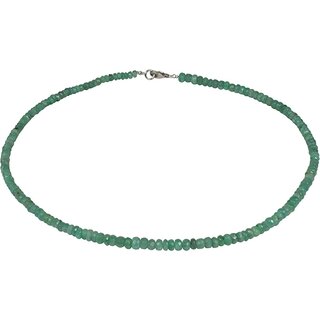 Funk-Collier Edelsteinkette Smaragd, ca. 65 Karat, 925oo SI. Schlo, ca. 46 cm